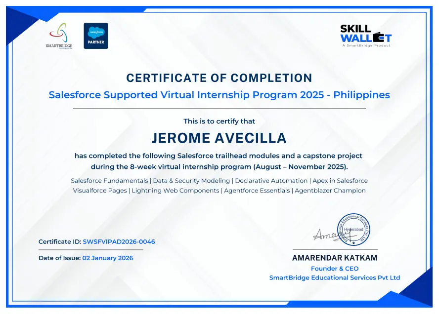 Salesforce Supported Virtual Internship Program 2025- Philippines 
