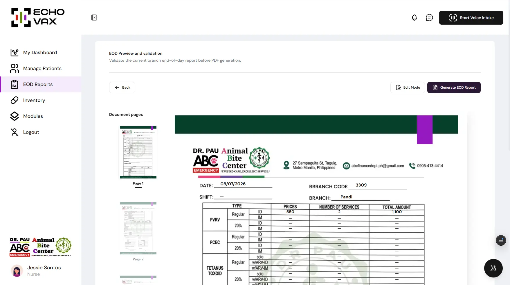 EOD Report