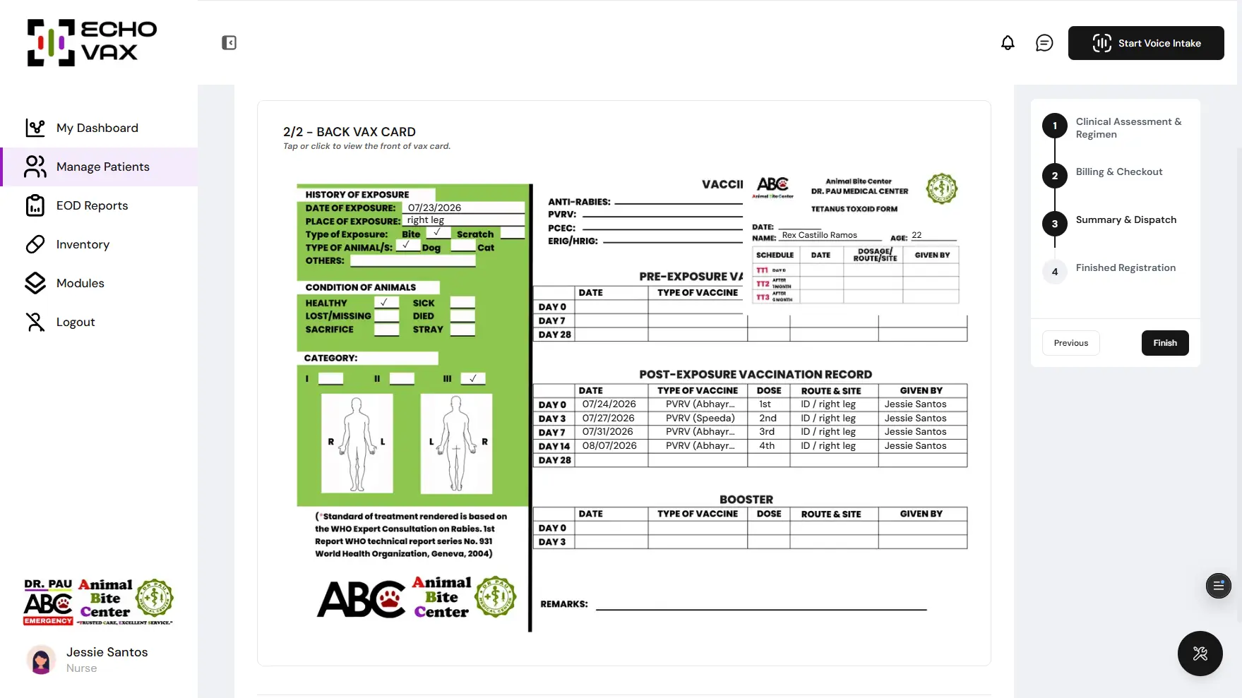 Vaccination Card Back